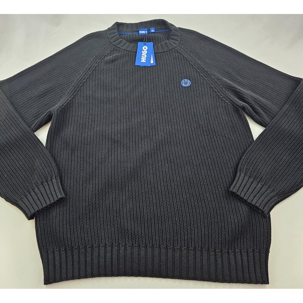Hugo Boss sweater mens 2XL XXL black crew Holy-Allee Sonni cotton